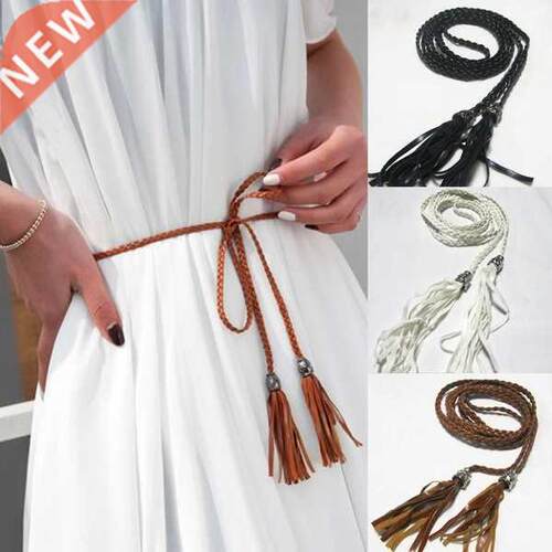 Boho Thin Waist Rope Belt Women Simple PU Leather Tassel Bra