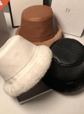 MAXSITI U Winter Fur Bucket Hat for Women Faion Faux Leath