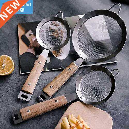 Wooden Handle Wire Fine Mesh Fries Dumpling Sieve Cander S