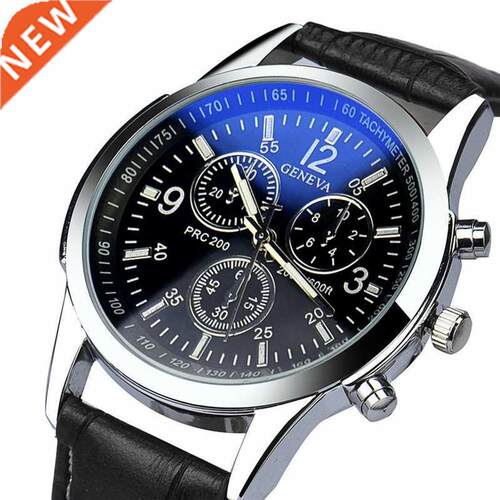 Luxury Fashion Mens Watch Leather Band Quartz Wrist Business
