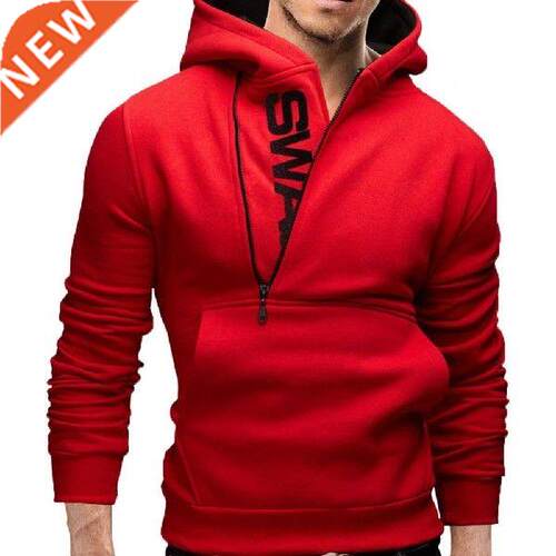 Oversize Sports Men Sweatshirt with Hat Plus Size Slant
