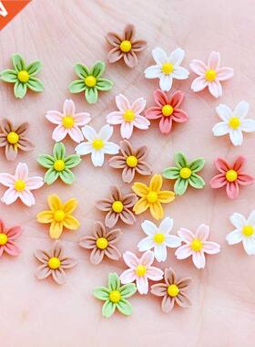 100Pcs New Cute Mixed Mini Flower Flat Back Resin Cabochons