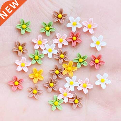 100Pcs New Cute Mixed Mini Flower Flat Back Resin Cabochons