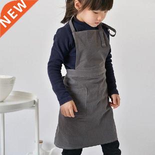 Pure Cotton Linen Children Apron Multiple Uses Carbon Grey