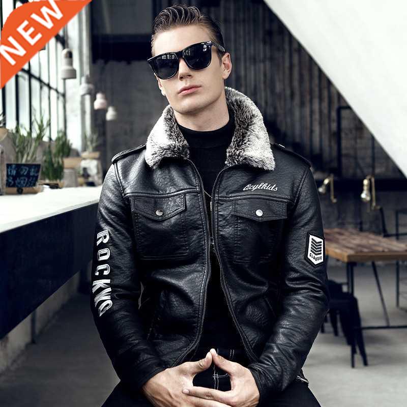 Quality Luxury Mens Leather Jacket Plush Thick Real Fur Coat图片