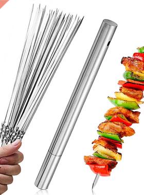 Skewers for Barbecue Reusable Grill Stainless Steel Skewers
