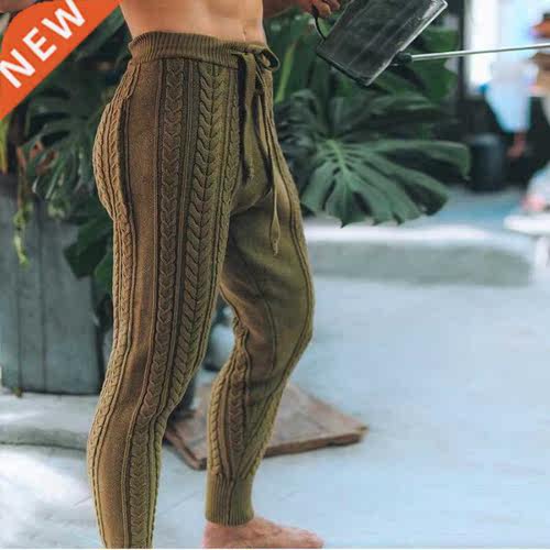 Fashion Lace-up Zipper Little feet Pants For Men Drawstring