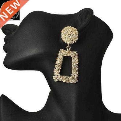 women gold silver geometric statement drop dangle earrings-