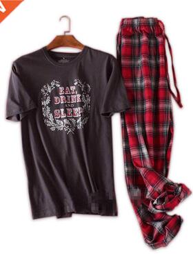 Plus Size Knit cotton Short sleeved trousers pajamas sets me