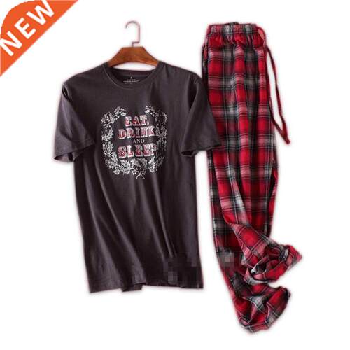 Plus Size Knit cotton Short sleeved trousers pajamas sets me