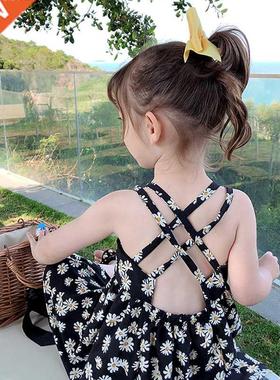 2022 Summer New Arrival Girls Fashion Daisy Dress Kids Backl