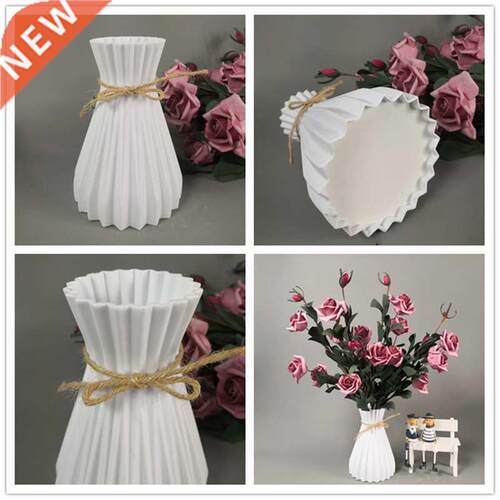 Nordic Flower Vase Ornament Home Plastic Vase White Imitatio