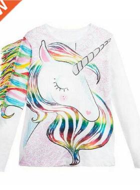 Toddler Kids Girls Cartoon Unicorn Long Sleeve Tops T-irt