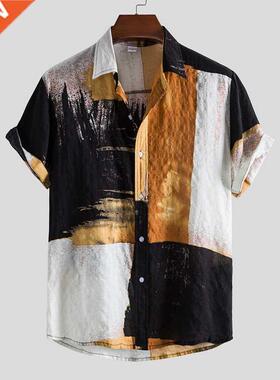 2021 Short Sleeve brand clothing Buttons shirts Mens Hawaiia