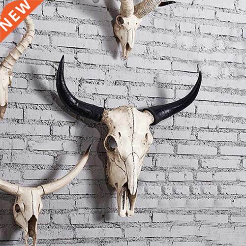 Resin Longhorn Cow Skull Head Wall Decorations Ornament D A
