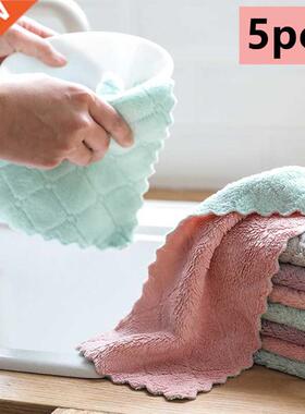 5PCS Micro Fiber Cleaning Cloth Kitchen Rags Scouring Pad Ab