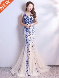 Sleveless Evening Dresses Elegant Mermaid Formal Dress Tull