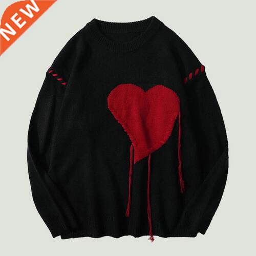 Harajuku Heart-shape Pattern Tassel Knitted Ugly Sweaters Me