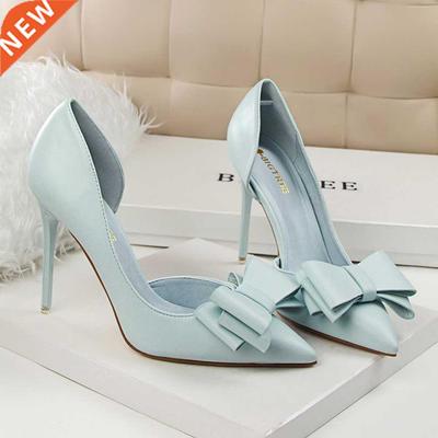 Korean Fashion Women's Shoes Wedding Bow High Heels Stiletto