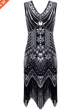Gatsby Flapper Dress Vintage 1920s Fringed Sequin costume