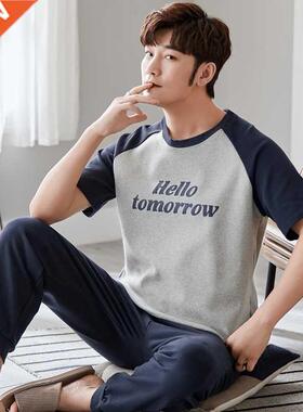 2022 Summer  Size Short Sleeve Long Pants Cotton Pajama