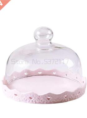 Transparent Glass Cover Cake Plate Ceramic Tableware Bread