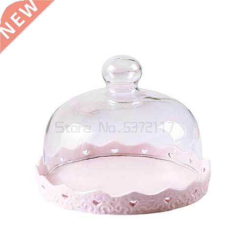 Transparent Glass Cover Cake Plate Ceramic Tableware Bread