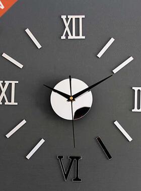 D Roman Mirror Wall Clock  Sticker Modern Mirror Effect