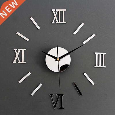 D Roman Mirror Wall Clock  Sticker Modern Mirror Effect