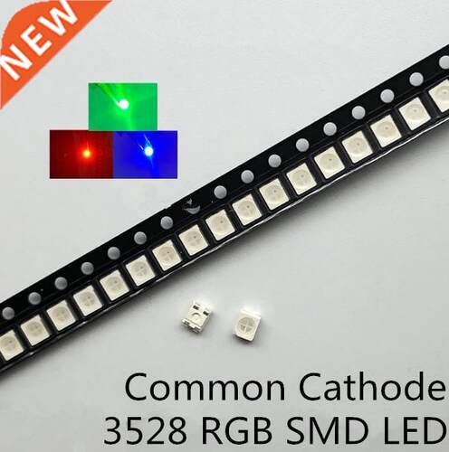 100pcs SMD 3528 RGB LED Common CATHODE 20mA SMT Chip Tricolo