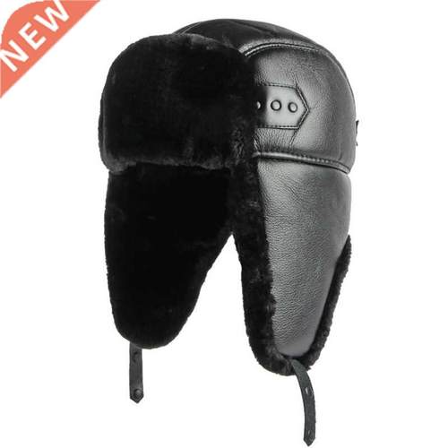 HT4002 New PU Leather Russian Hat Thick Warm Men Windproof W