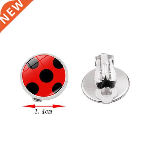 2022 New Ear Clip Ladybug Earrings Cosplay Ladybug Circle An