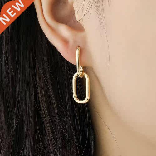 Genuine  Sterling Silver geometric oval simple metal styl