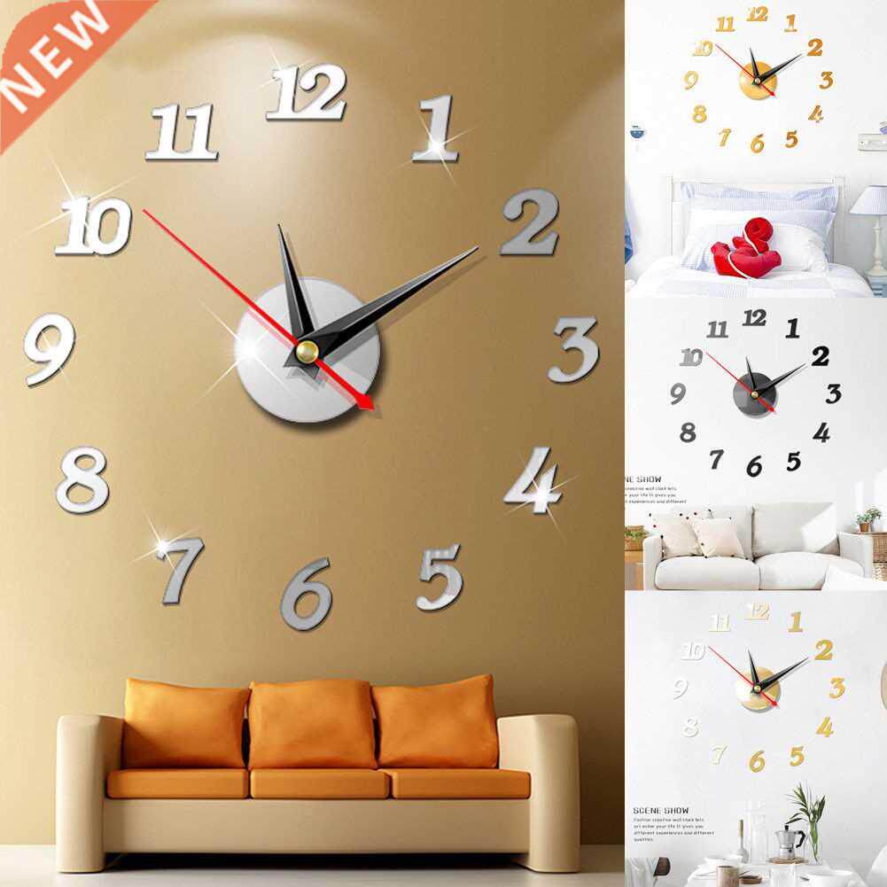 D DIY Acrylic Mirror Sticker Modern Large Wall Digital Cloc图片