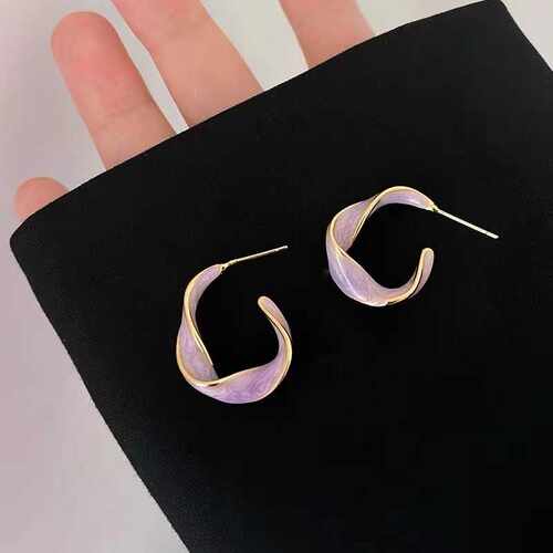 2022 New Faion Lavender Purple Earrings for Woman Metal Go