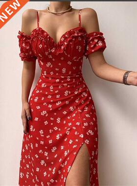 wsevypo Women’s Off Shoulder Frilly Suspender Dress Party S