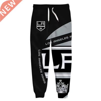 Los Angeles men's Casual Pants Black Gray Stitching Geometri