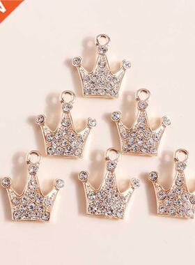 10pcs 16*18mm Gold Color Crystal Crown Charms Pendants for N