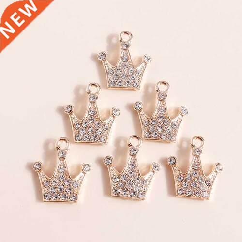 10pcs 16*18mm Gold Color Crystal Crown Charms Pendants for N