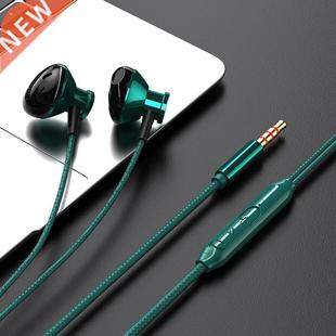 Wired Headphones With Microphone Wire-Controlled Metal In-Ea