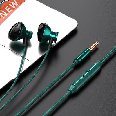 Wired Headphones With Microphone Wire-Controlled Metal In-Ea
