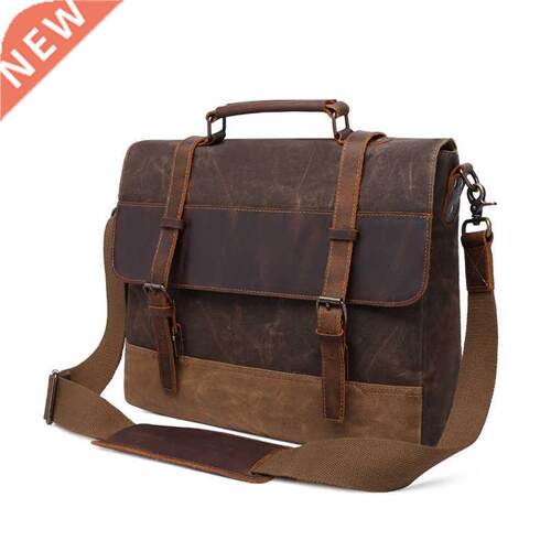 Vintage Men's Messenger Bag Horse Crazy Leather Man Soft Ba