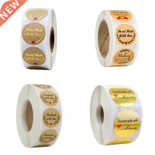 500pcspcs Brown Handmade with love Stickers 25mm Wedding