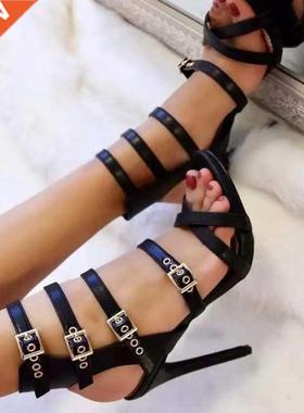 Se Women Pumps Buckles Pumps Peep Toe Super High Heels Ro