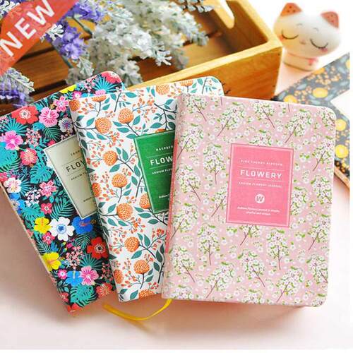 New Arrival Cute PU Leather Floral Flower Schedule Book Diar