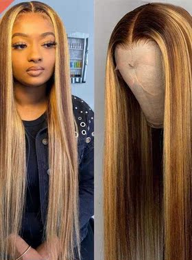 For Women 30 Inch Ombre Lce Front Wig Stright Brown Colore