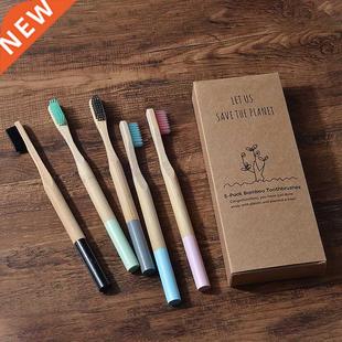 5Pack Adult Bamboo Toothbru Soft Bristles Eco Friendly Cep