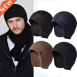 Winter Earmuff Cap Men's Outdoor Knitted Hat Warm Skullies B