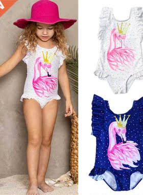 Kid Baby Girl Clothing Ruffle Sleeve Bikini One-Piece Swimwe