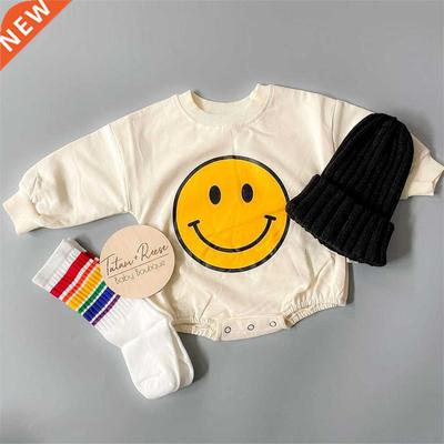 2021 Cute Infant Baby Boy Girl Romper Cartoon Smile Print Ro